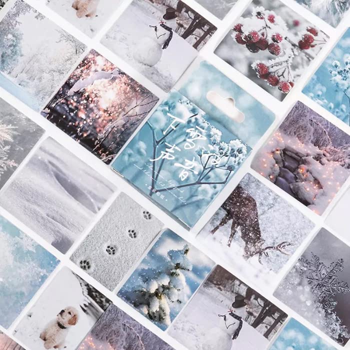 Amazon.co.jp: 46 stickers winter snow photo fashionable antique
